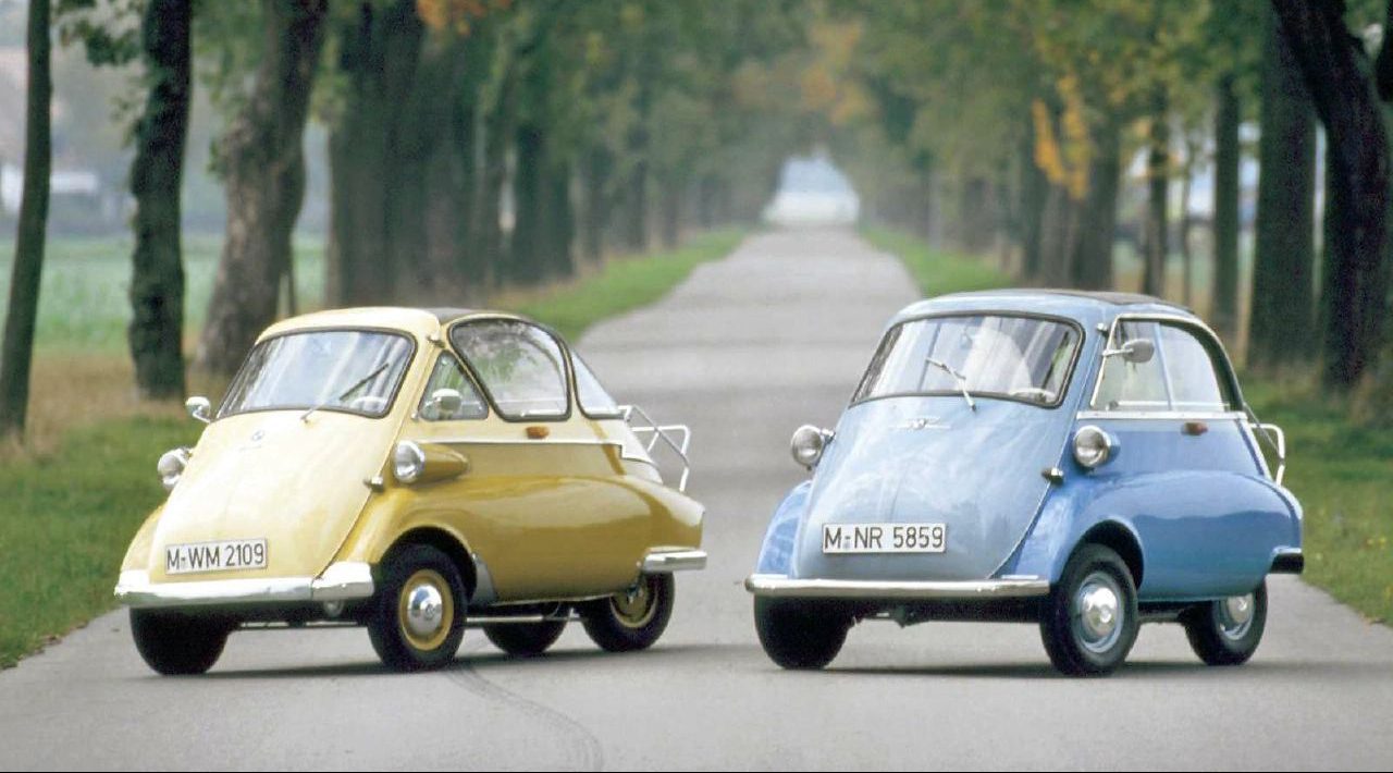ISO based Isetta 250, on left, and BMW redesigned 300 on right